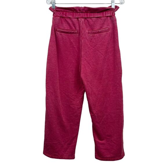 7 For All Mankind Womens Crop Jogger Sweatpants Ruffled Pockets Fuchsia Sz XS - Picture 5 of 6